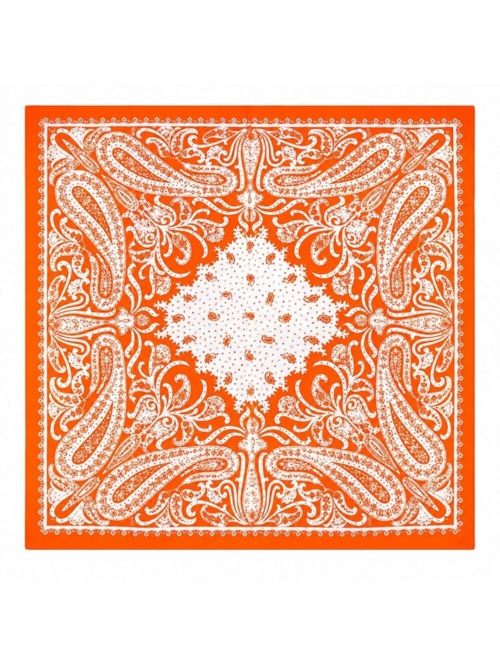 Orange Paisley Wild Rag Scarf 35x35 Satin Western Cowboy Cowgirl Bandana